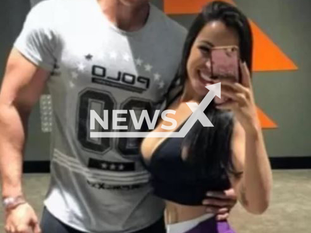 Personal trainer Eduardo Alves, pictured with his wife, he attacked a homeless man after he caught his wife having sex with him in a car, Planaltina, Brazil, on 9th March. Note: Private photo. (Newsflash)