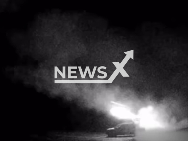 Ukrainian soldiers shoot at Russian occupiers at night using a mobile MLRS on a pickup truck in Bakhmut, Donetsk region, Ukraine in undated footage. The footage was released by the 28th brigade of the Ukrainian Ground Forces on Tuesday, Jan. 17, 2023.Note: Picture is screenshot from a video. (@28brigade/Newsflash)