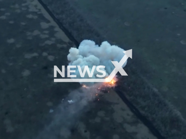 Description: Picture shows an explosion in a field area in the Kherson direction, Ukraine in undated footage. The footage was released by the AFU StratCom on Wednesday, Jan. 18, 2023. Notes: Photo is screen from a video.(25th brigade/Newsflash)