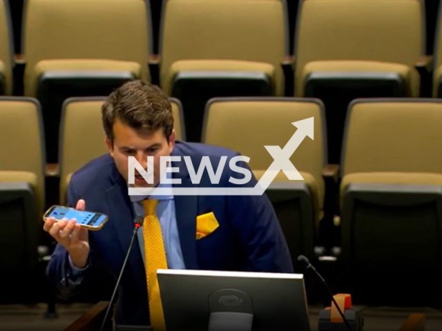 Alex Stein, of Dallas, Texas, rapping in front of a televised North Texas city council meeting on 15th March. Note: Photo is a screenshot from a video(Plano/Newsflash).