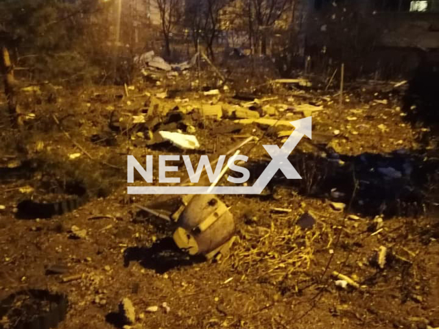 Remains of a downed rocket damaged a high-rise building in Kyiv in March 2022, killing one and injuring 3 people.
Note: Government photo(SES of Ukraine/Newsflash).