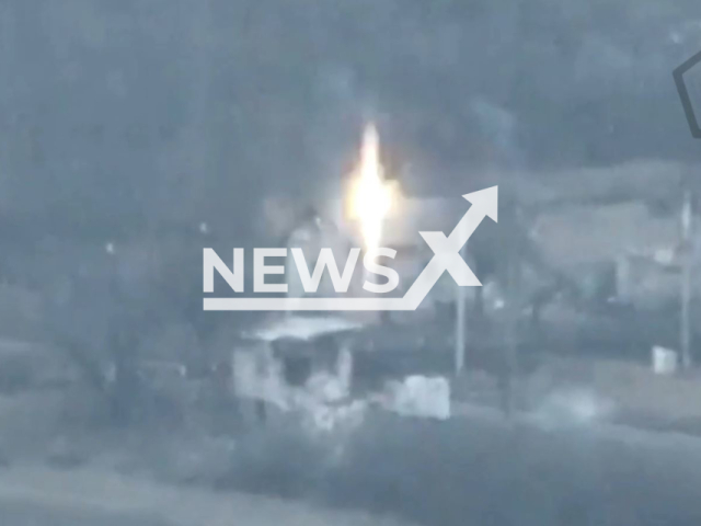 Description: Picture shows an explosion of a residential area with hiding Russian occupiers in Ukraine in undated footage. The footage was released by the 5th assault regiment of the Ukrainian Ground Forces on Thursday, Jan. 19, 2023. Notes: Picture is screen from a video.(@5th.SAR/Newsflash)