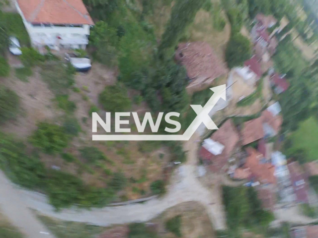 A drone that crashed in a village in Tokat, Turkey, films an old couple approaching it nervously, thinking it came from space. Note: Picture is a screenshot from a video (Umut Izgi/Newsflash)