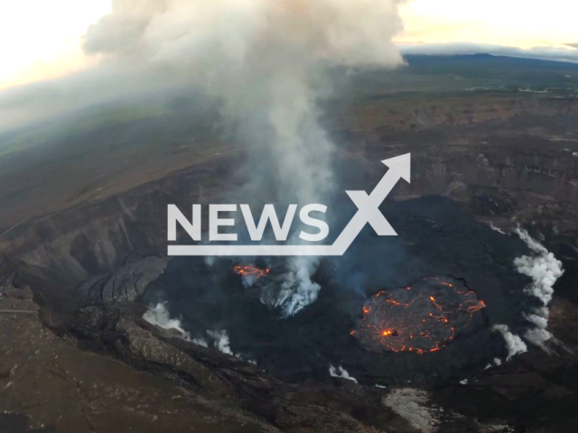 Picture shows the Halema‘uma‘u crater, at the summit of Kilauea, on Tuesday, Jan. 17, 2023. According to the traditions of Hawaiian religion, Halemaʻumaʻu is home to Pele, the goddess of fire and volcanoes. Note: Picture is screenshot from a video (USGS/Newsflash)