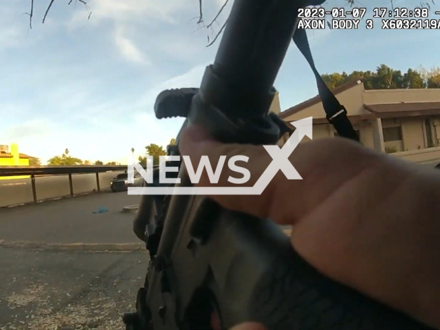 Photo shows an officer-involved shooting (OIS) which occurred at Rural Road and Lakeshore Drive in Tempe, Arizona, USA, on Jan. 7, 2023. The officers were attempting to locate a man who was wanted for shooting and wounding a Scottsdale Police sergeant the day prior in Phoenix. Note: Picture is a screenshot from a video (Phoenix Police/Newsflash)