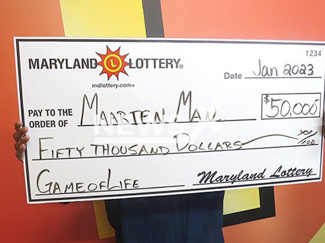 Photo shows a man who calls himself “Maarten Man” after the country of St. Maarten, undated. Maarten Man, from Clinton, Maryland, USA, won the first USD 50,000 prize in "The Game Of Life" game. Note: Photo is from the Maryland Lottery (Maryland Lottery/Newsflash)