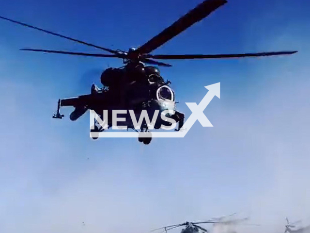 Ukrainian helicopters fly low in Ukraine in undated footage.
The footage released by the Ministry of Defence of Ukraine on Monday, Jan. 23, 2023. Note: Picture is screenshot from video. (@DefenceU/Newsflash)