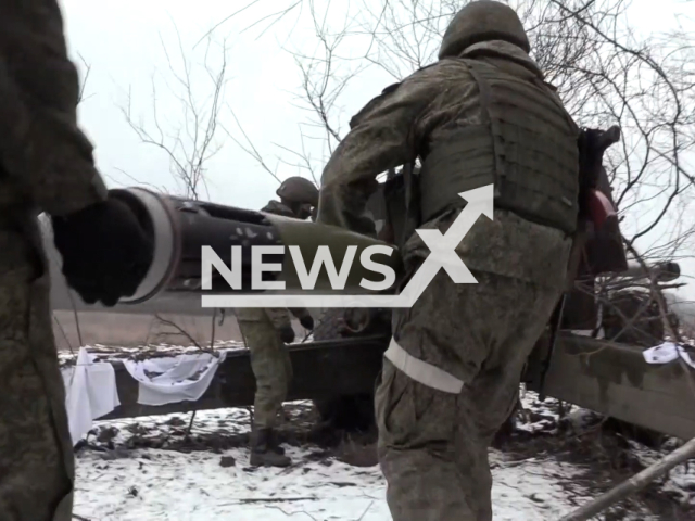 Russian soldiers load Krasnopol guided missiles into "Msta-B" howitzer in Ukraine in undated footage. The footage released by the Russian MoD on Monday, Jan. 23, 2023.
Note: Picture is screenshot from video. (Ministry of Defense of Russia/Newsflash)