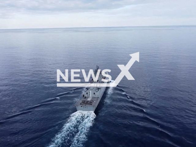 Picture shows frigate "Admiral Gorshkov" during exercise in the Atlantic on the use of hypersonic missile weapons in the Atlantic Ocean in undated footage. The footage released by the Russian MoD on Wednesday, Jan. 25, 2023.
Note: Picture is screenshot from video. (Ministry of Defense of Russia/Newsflash)