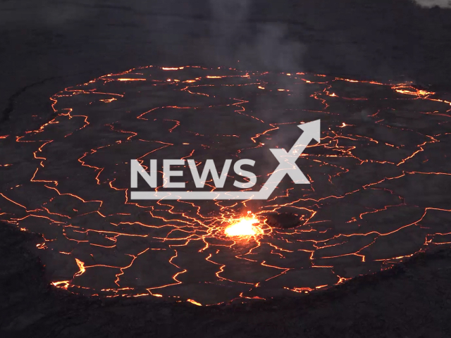 Picture shows lava lake activity in Halema‘uma‘u, Kilauea, on Friday, Jan. 20, 2023. According to the traditions of Hawaiian religion, Halemaʻumaʻu is home to Pele, the goddess of fire and volcanoes. Note: Picture is screenshot from a video. (Matt Patrick, Geologist, USGS Hawaiian Volcano Observatory/Newsflash)