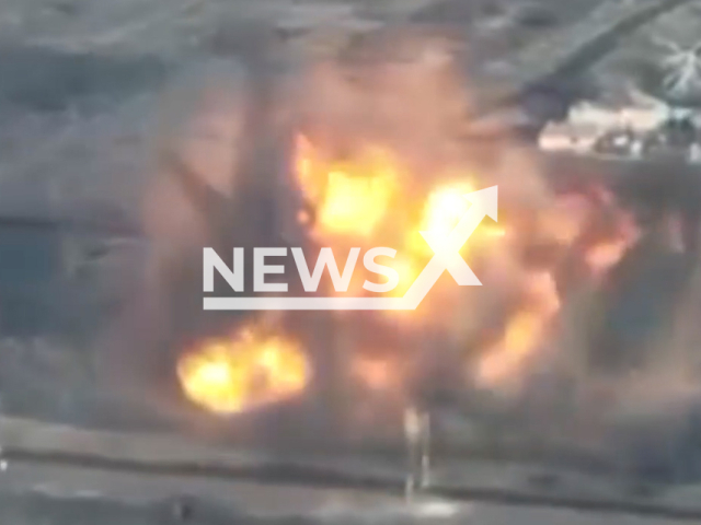 National Guard Unit destroy Russian 120 mm self-propelled artillery cannon 2C9 "Nona" in huge blast in Bakhmut suburbs in Ukraine in undated footage. The footage released by the Rapid response brigade of the National Guard of Ukraine on Wednesday, Jan. 25, 2023.
Note: Picture is screenshot from video. (@RapidReactionBrigade/Newsflash)