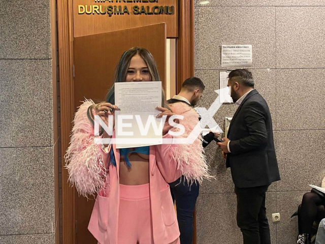 Photo shows Merve Taskin with her lawyers, undated. Merve Taskin, a Turkish influencer, was triad for creating content for OnlyFans. Note: Picture is private (@tasskinmerve/Newsflash)