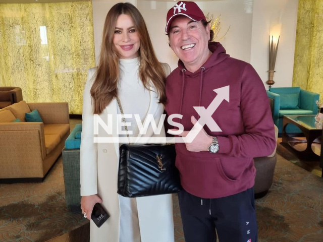 Spanish sports journalist Jose Manuel Estrada Calzada, known as Pipi Estrada poses with Sofia Vergara in undated photo. She stated that he ended his friendship with Dani Alves because he was  was sending messages to his ex wife Miriam Sanchez.
Note: Private photo.  (@pipi_estrada/Newsflash)