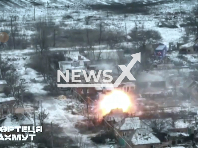 Soldiers of the National Guard destroyed Russian warehouse with ammunition in the direction of Bakhmut in Ukraine in undated footage. The footage released by the National Guard of Ukraine on Thursday Jan. 26, 2023.
Note: Picture is screenshot from video. (@NGUmainpage/Newsflash)