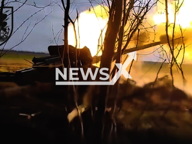 Ukrainian anti-tankers fire from MT-12 Rapier at the Russian tank in Donetsk region in Ukraine in undated footage. The footage released by the 36th separate brigade of marines on Tuesday, Jan. 31, 2023.
Note: Picture is screenshot from video. (@36obmp/Newsflash)