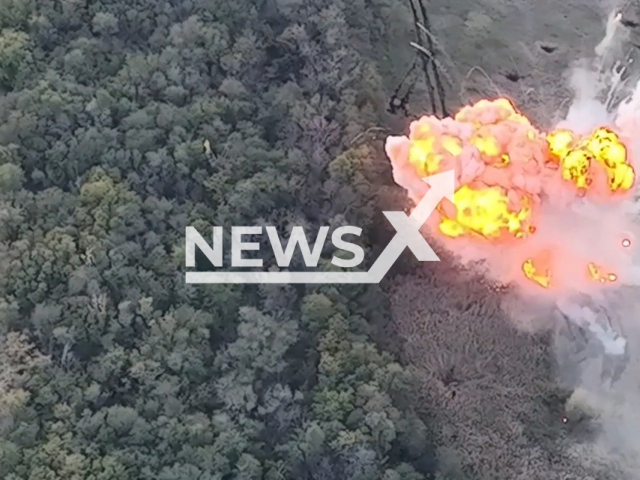 Russian 152mm Giatsint self-propelled guns hit the Ukrainian military positions in Ukraine in undated footage. The footage released by the Russian MoD on Tuesday, Jan. 31, 2023. Note: Picture is screenshot from video. (Ministry of Defense of Russia/Newsflash)