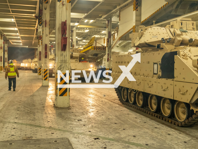 Picture shows Bradley armored vehicles in the Scott Air Force Base in Ilinois in the United States in undated photo.
The photos released by U.S. Transportation Command on Monday, Jan. 30, 2023.
Note: U.S. Transportation Command photo. (@USTRANSCOM/Newsflash)