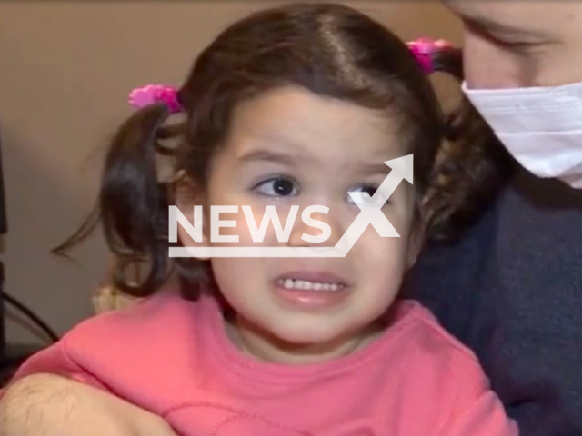 Cemre Guler, a 2.5-year-old girl, who swallowed magnetic toy pieces while playing at home in Izmir, Turkey on 6th March 2022, came back from the dead after undergoing an operation. Note: Picture is a screenshot from a video (Newsflash)