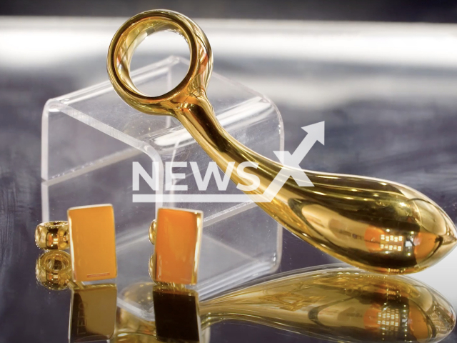 Photo shows an illustrative image of a golden sex toy, undated. Alleged thieves reportedly stole gold-covered sex toys worth more than GBP 15,000 each from a factory in Spain. Note: Picture is a screenshot from a video (Newsflash)