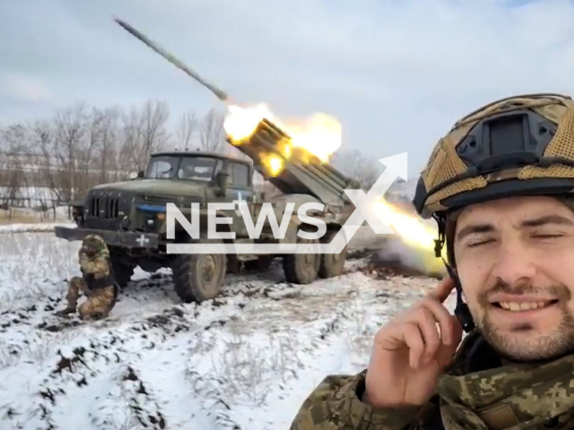 Ukrainian Grad multiple rocket launcher fires at the Russian military positions in Ukraine in undated footage. The footage released by the Chernihiv regional territorial center on Thursday, Feb. 02, 2023.
Note: Picture is screenshot from video. (@ChernihivTCKtaSP/Newsflash)