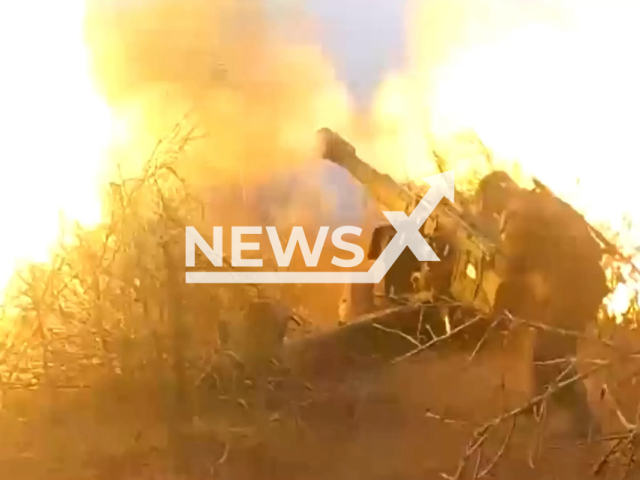 DPR artilleryman shoots at Ukrainian troops in Ukraine in undated footage. The footage was released by the People's Militia of the DPR on Thursday, Feb. 2, 2023.Note: Picture is screenshot from a video. (@nm_dnr/Newsflash)