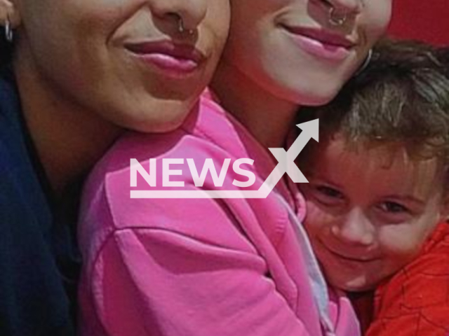 The victim Abel Lucio with his mother Magdalena Esposito Valiente, 24, and her girlfriend, Abigail Paez, 27.
Note: Private photo. (Newsflash)