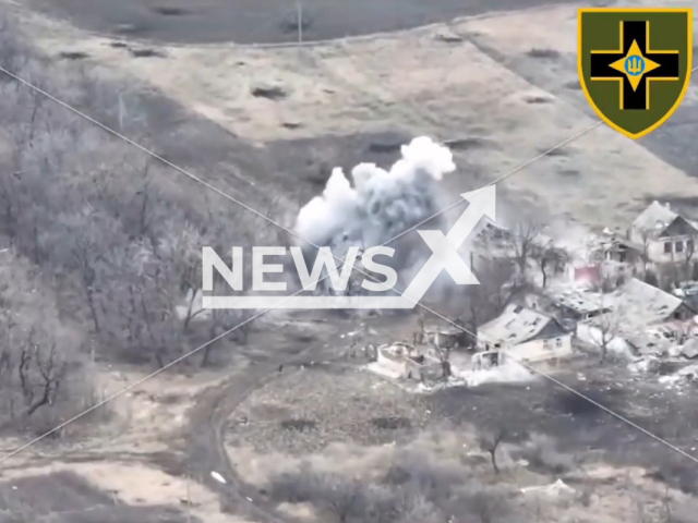 Ukrainian gunners destroy the place of deployment of the unit of the Russian military in Ukraine in undated footage. Note: Picture is a screenshot from a video (@28mechanizedbrigade/Newsflash)