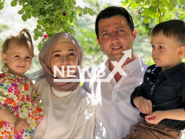 Photo shows Ugur Yilmaz, with his wife Melike Yilmaz, and their children, undated. Ugur Yilmaz and his two children reportedly died due to the earthquake in Hatay, Turkey. Note: Picture is private (Newsflash)