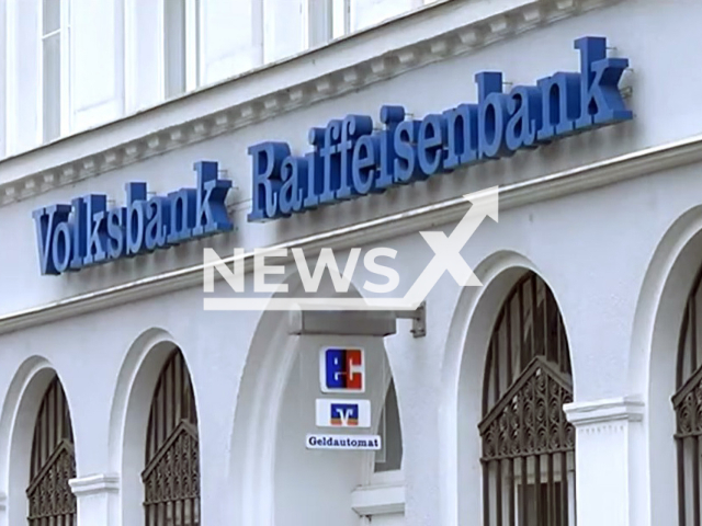 Image shows the Volksbank Raiffeisenbank Niederschlesien eG Bank in the city of Goerlitz, in Saxony, Germany, where the incident happened, undated photo. A Tunisian man, 36, broke into a bank and set documents on fire in order to grill chicken. Note: Photo is a screenshot from a video. (Newsflash)