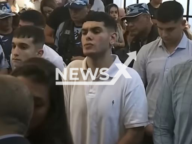 Picture shows the suspects in court during the sentencing, on Monday, Feb. 6, 2023, in Buenos Aires, Argentina.  They were sentenced to  life imprisonment  for beating Fernando Baez Sosa to death  in Buenos Aires Province, Argentina, on Jan. 18, 2020.  Note: Photo is a screenshot from a video. (Newsflash)