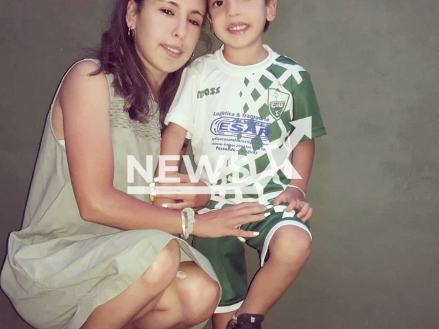 Giuliana Lara Rios, 27, and her son Mateo Minos, 8, pose in undated photo. 
Her brother Jorge Daniel Lara Rios killed and dismembered them in Paysandu, Uruguay. 
Note: Private photo. (Newsflash)