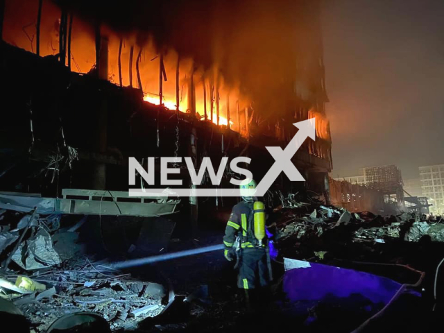 The shopping mall after the Russian shelling in Kyiv in Ukraine on the 20th of March 2022.
Note: SES of Ukraine photo.
(@MNS.GOV.UA/Newsflash)