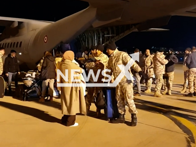 Earthquake victims from Adana and Malatya arrive in Ankara, Turkey, in undated footage. Thousands of people have been left injured as a result of the earthquakes. Note: Picture is screenshot from a video. (TR Ministry of National Defense/Newsflash)