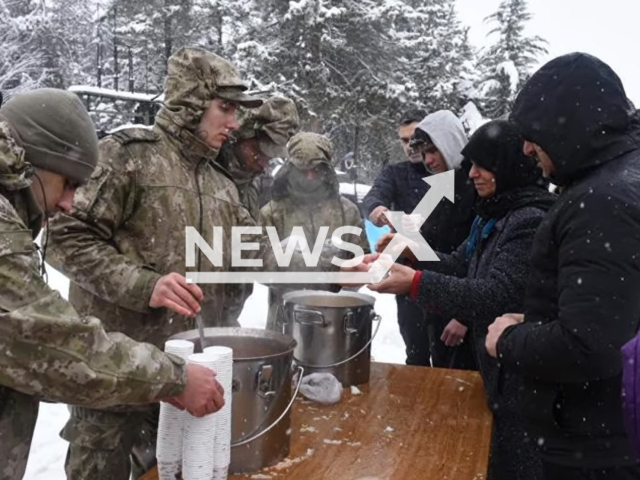 Turkish emergency services provide hot meals to citizens in an undated photo. Thousands of people have been left injured as a result of the earthquakes in Turkey. Note: Photo from TR Ministry of National Defense. (TR Ministry of National Defense/Newsflash)