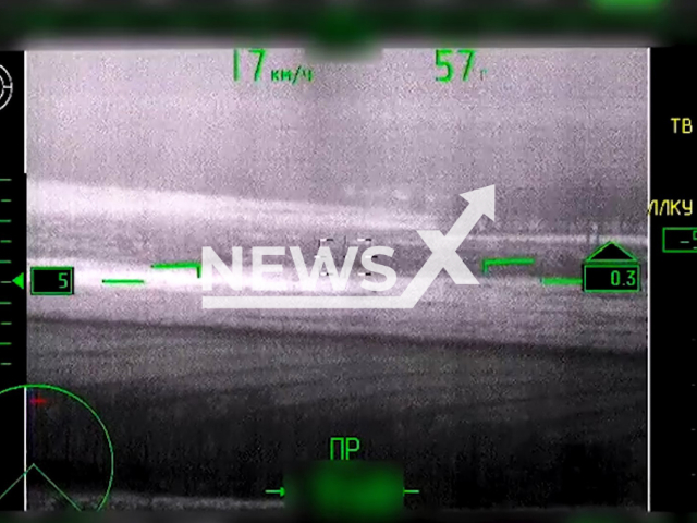 Ka-52 helicopters destroyed a tank of the Armed Forces of Ukraine by the anti-tank missile system "Whirlwind" in Ukraine. Note: This picture is a screenshot from the video. (@mod.mil.rus/Newsflash)