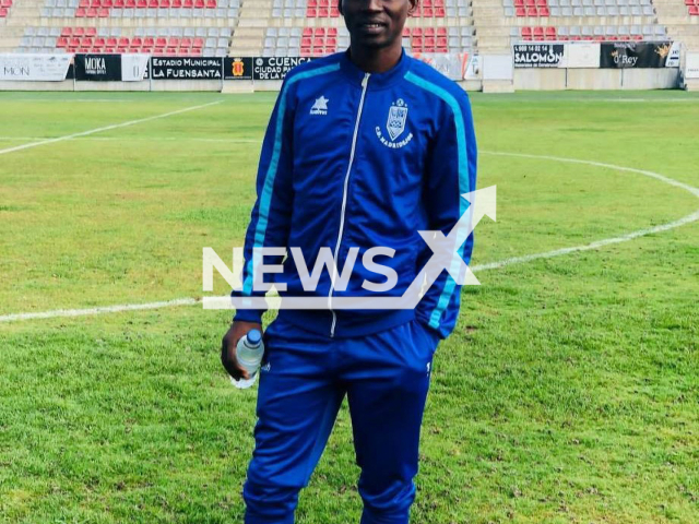 Nigerian football player Ado Bala Hadi poses in an undated photo. He died after fainting in the middle of a soccer match in Madridejos, Toledo in Spain, Sunday, Feb. 5, 2023. Note: Private picture. (@hadi.ado.bala/Newsflash)