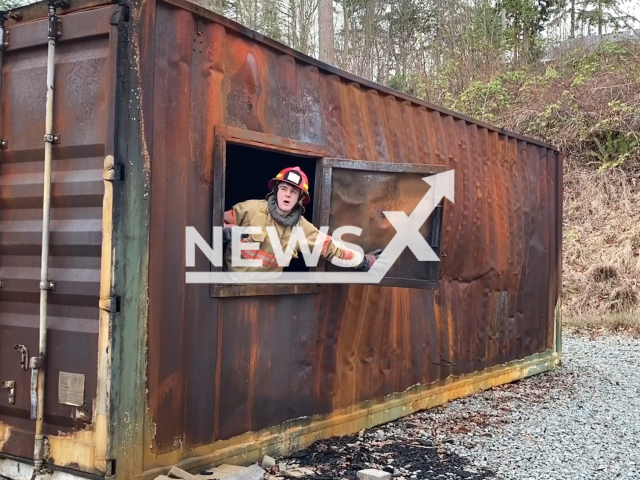 A fire service cadet stages his own version of Groundhog Day in Camano Island, undated. Camano Island is a large island in Possession Sound, a section of Puget Sound that is part of Island County, Washington.Note: Picture is a screenshot from the video. (Camano Island Fire & Rescue/Newsflash)