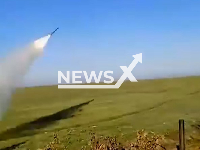 Ukrainian defenders fire rocket by Manpads at Russian cruise missile in Ukraine on Friday, Feb. 10, 2023. According to the Ukrainian military authorities on the same day the air defense forces managed to destroy 61 Russian missiles. Note: This picture is a screenshot from the video. (@PvKPivden/Newsflash)