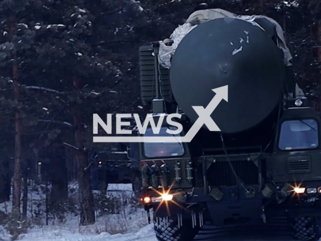 Units equipped with a mobile ground-based missile system (PGRK) "Yars" performed a change of field positions in the Irkutsk missile formation in Russia. The footage was released by the Russian MoD on Monday, Feb. 13, 2023.  Note: Picture is screenshot from a video. (Ministry of Defense of Russia/Newsflash)