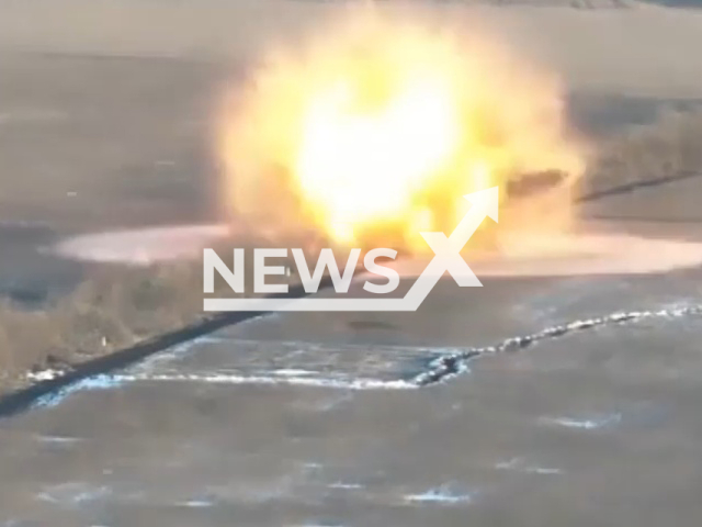 Ukrainian fighters deliver a powerful strike on Russian military positions in Ukraine in undated footage. The footage was released by the 128th separate mountain assault Transcarpathian brigade on Monday, Feb. 13, 2023. Note: Picture is a screenshot from a video (@brigade128/Newsflash)