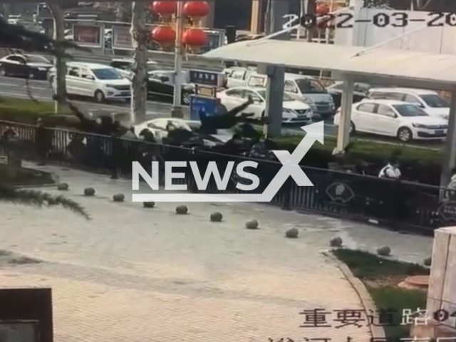 Man drives into a crowd killing four in Handan, China, on 20th March 2022. Note: Picture is a screenshot from a video (AsiaWire)