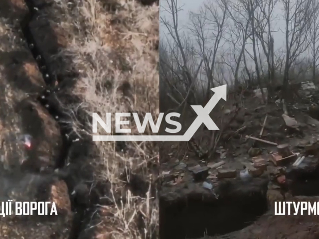 Close trench fights between the Ukrainian and Russian fighters in the front lines in Ukraine in undated footage. The footage was released by the 3rd separate assault brigade on Tuesday, Feb. 14, 2023. Note: Picture is a screenshot from a video (@ab3.army/Newsflash)