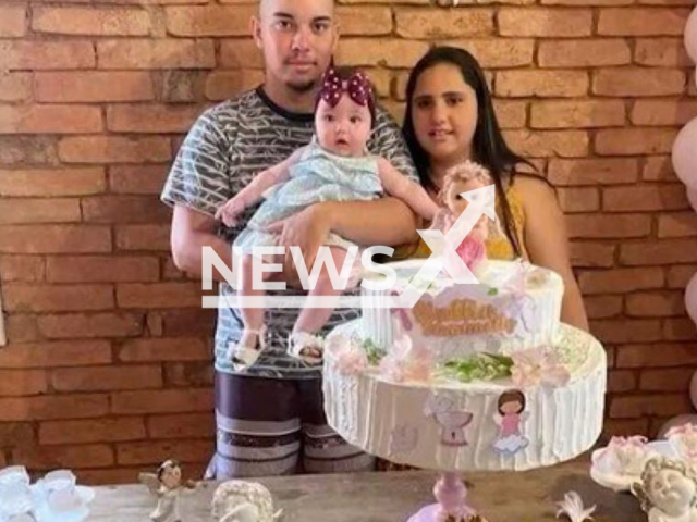 Marina Cristiane de Lima, 23, and suspect Gustavo Antonio Siqueira da Silva, 21, pose with their daughter Giullia Emanuelly Lima da Silva, in undated photo.
He killed her,  their daughter and  her mother  Isabel Cristina Moreira, 53 ,   after they argued when she suspected him from cheating in Caconde, Brazil, on Saturday, Feb. 11, 2023.
Note: Private photo. (Newsflash)