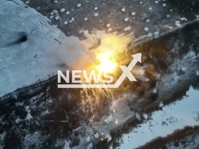 Ukrainian defenders destroy Russian installation of the heavy flame-throwing system "Soltsepok" in Ukraine in undated footage. The footage was released by the Ground forces of the Armed Forces of Ukraine on Wednesday, Feb. 15, 2023.
 Note: Picture is a screenshot from a video (@72.brigade.best/Newsflash)