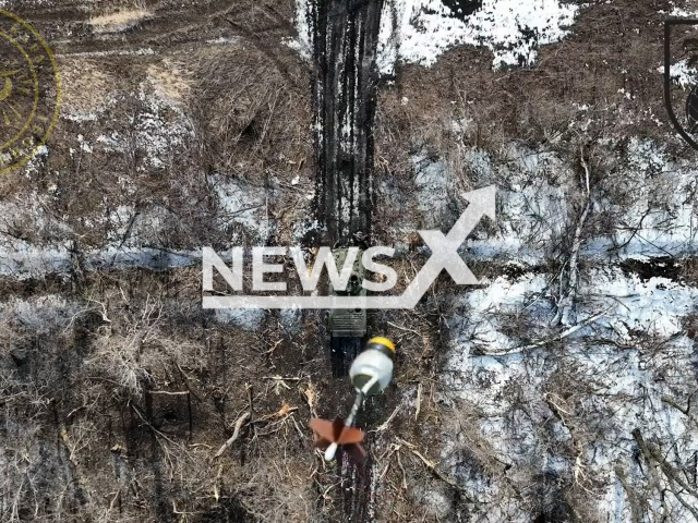 The air force from the 36th separate brigade of marines drop bomb on the Russian BMP in the Donetsk region in Ukraine in undated footage.
The footage was released by the 36th Separate Marine Infantry Brigade of Ukraine on Wednesday, Feb. 15, 2023.
Note: Picture is a screenshot from a video (@36obmp/Newsflash)