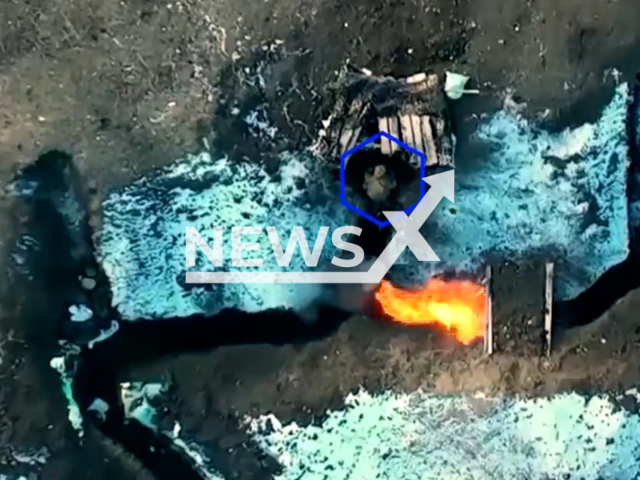 Picture shows an explosion in trenches with Ukrainian soldiers in Ukraine in undated footage. The footage was released by the People's Militia of the DPR on Wednesday, Feb. 15, 2022. Note: Picture is screenshot from a video. (@nm_dnr/Newsflash)