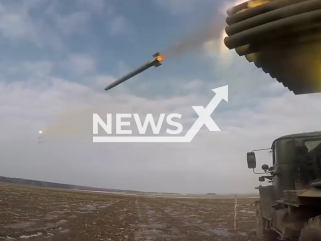 Russian MLRS "Grad" fire rockets on the Ukrainian military positions in Ukraine in undated footage. The footage was released by the Russian MoD on Wednesday, Feb. 15, 2023.
Note: Picture is screenshot from a video. (Ministry of Defense of Russia/Newsflash)