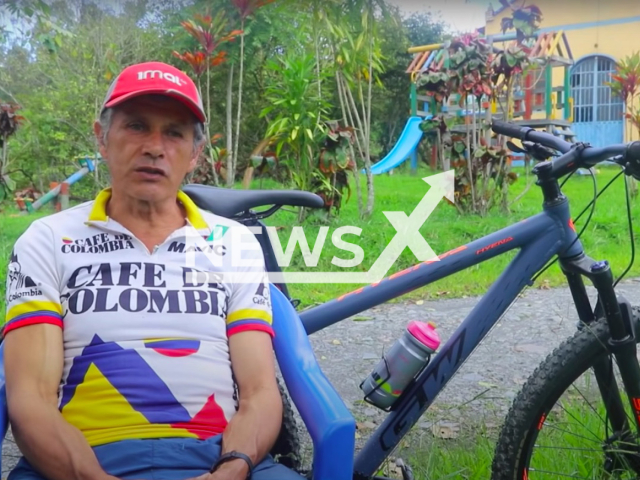 Former cyclist Samuel Cabrera, 61, (pictured) was killed by a lightning strike while working on his farm located in Pacho, Cundinamarca, Colombia. Note: Picture is a screenshot from a video (Newsflash)