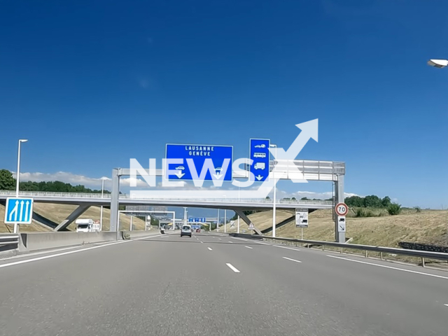 Image shows the A1 motorway between the cities of Geneva and Lausanne, in Switzerland, undated photo. An Englishman was caught driving over the limit with 124 MPH on Tuesday, Feb. 7, 2023. Note: Photo is a screenshot from a video. (Newsflash)