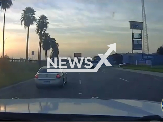 Teen smuggler leads DPS on high-speed pursuit in Hidalgo County, Texas, US, Tuesday, Feb. 14, 2023. The driver, a 15-year-old illegal immigrant from Mexico, went through a dirt road before bailing out. Note: Picture is a screenshot from a video (Texas Department of Public Safety/Newsflash)